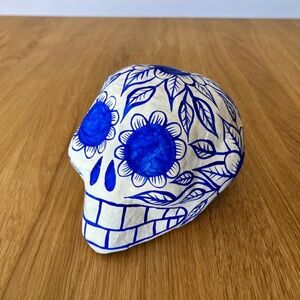 Handmade Paper Mache Skull Folk Art Mexico Day of the Dead Dia de los Muertos